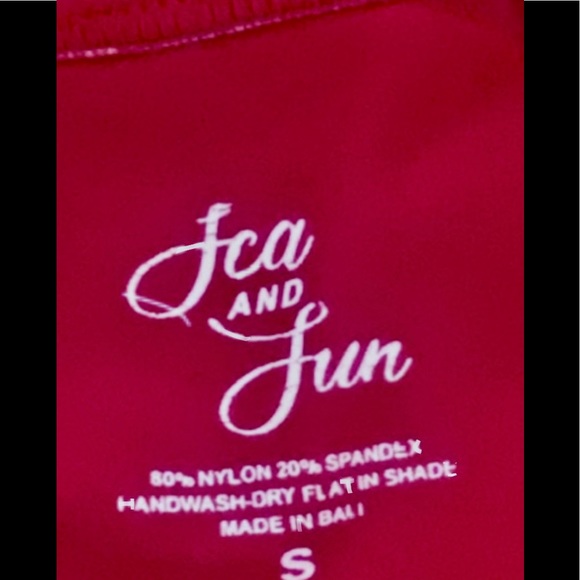 Plunging V Red Onepiece Swim Suit by Sea & Sun - Picture 3 of 3